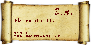 Dénes Armilla névjegykártya
